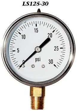 Hydraulic Liquid Filled Pressure Gauge 0-30 PSI