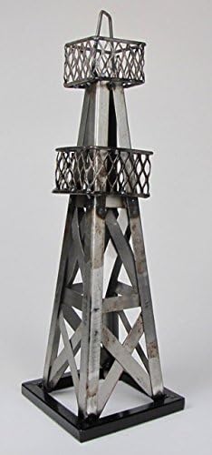 26569 Steel Handmade Oil Derrick Table Decor-Natural Steel Finish And Lacquered