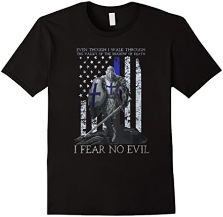 Men's The Crusader Even Though I Walk Through I Fear No Evil Shirt XL Black