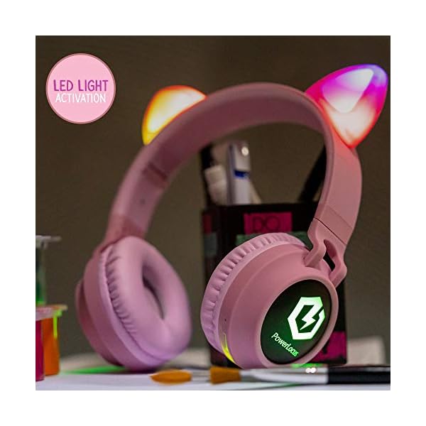PowerLocus-Wireless-Bluetooth-Headphones-for-Kids-Kid-Headphone-Over-Ear-with-LED-Lights-Foldable-Headphones-with-MicrophoneVolume-LimitedWireless-and-Wired-Headphone-for-PhonesTabletsPCLaptops PowerLocus Wireless Bluetooth Headphones for Kids, Kid Headphone Over-Ear with LED Lights, Foldable Headphones with…