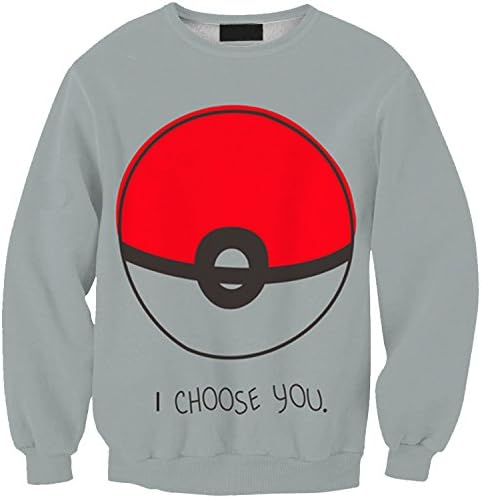Lady Queen Women's Pokemon Ball 3d Print Sweatshirt Pullovers Size M Grey