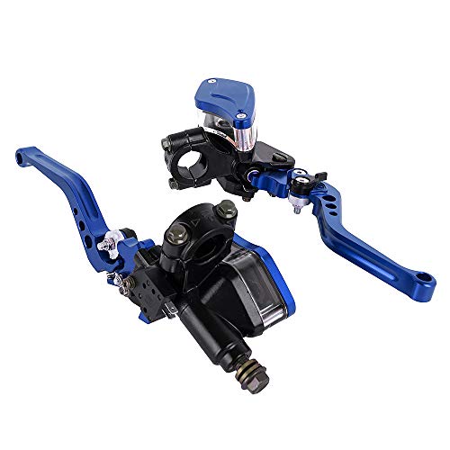 Aluminum 7/8" 22mm Motorcycle Dual Pump Hydraulic Handles Brake Clutch Levers Cylinder Master Reservoir Set For Ducati For Suzuki For Street Bike (Blue) - Thumbnail 5