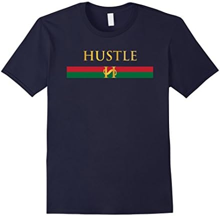 Mens Hustle Designer T-Shirt Medium Navy