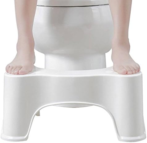 1 Set Toilet Squat Step Stool Bathroom Potty Aid Constipation Piles Non-Slip Safety Children Kids Boys Baby Shower Cushion Easy Sit Chair Seat Helper Bed Kitchen Sink Small Ladder White Plastic