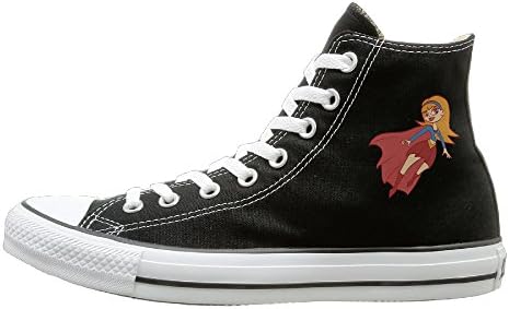 Black Super Girl Logo Canvas Shoes For Men Women High Top Canvas Sneakers 44
