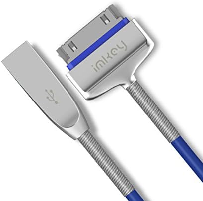 iPhone 4s Cable , 6.5 Feet Zinc-Alloy Spring 30-Pin To USB Sync and Charging Cable for iPhone 4 / 4S, iPhone 3G / 3GS, iPad 1 / 2 / 3, iPod - (Blue)