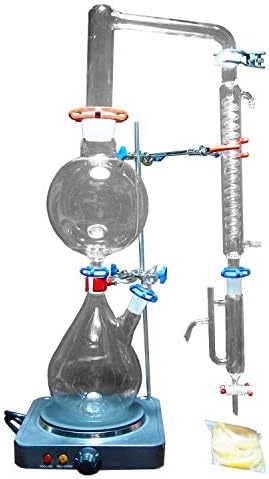 Lllffflll Glassware labware distillation Lab steam New 2000ml Lab Essential Oil Steam Distillation Apparatus Glassware Kits Water Distiller Purifier w/Hot Stove Graham Condenser