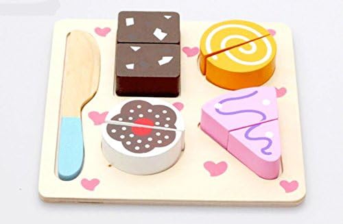 Tery Cartoon Handle Stick Wooden Fruits and Vegetables Snacks Cutting Toys Children's Play Toys (Chocolate)