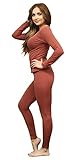 Women's Ultra Soft Thermal Underwear Long Johns Set with Fleece Lined (Large, Bronze)