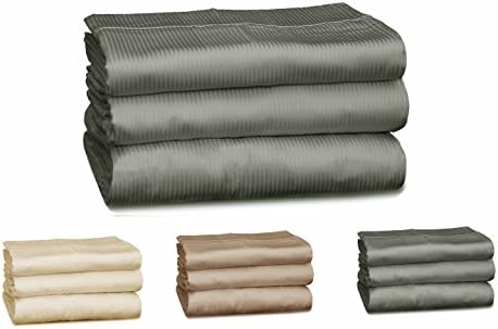 Elles Bedding Collections Bed Sheets Eco-friendly 100% Tencel Sheet Set 500 Thread Count Stripes Bedding Set Grey Full