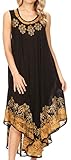 Sakkas 40SE Sundari Caftan Tank Dress / Cover Up - Black / Sand - One Size