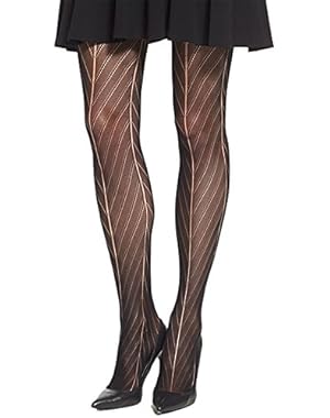 Women's Black Chevron Openwork Sheer Tights Black C-D