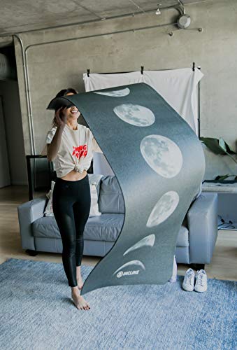Incline Fit Thick/Non Slip Printed Exercise Mat with Strap for Yoga, Pilates, Stretching, Meditation, Floor and Fitness, Moon Phases, 6mm - Thumbnail 6