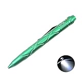 Tactical Pen Portable Survival Aluminum LED Pen Self Defense for Glass Breaker and Self-defense Mutifunctional Emergent Tool (Aluminum+LED,Green)
