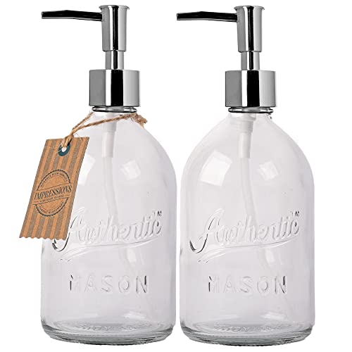 MosJos 2 Pack Authentic Mason Soap Dispenser 16 Oz Modern Soap