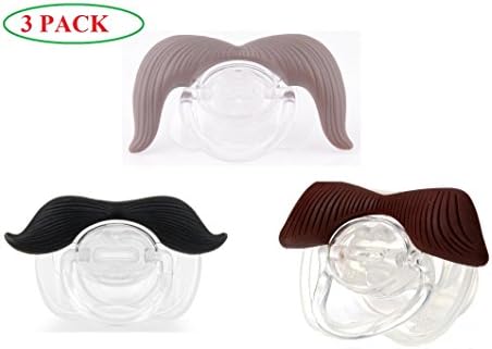 (3 PACK) The Best Mustache Pacifier For Baby With - A Funny Toys And Good Night's Sleep With Cute Pacifier For Newborn, Toddler.Ideal Bayby Gift For Boys And Girls.
