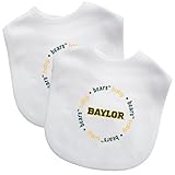 Baylor Bears White Color Bibs, 2-Count Baby Fanatic NCAA Infant Feeding Bib