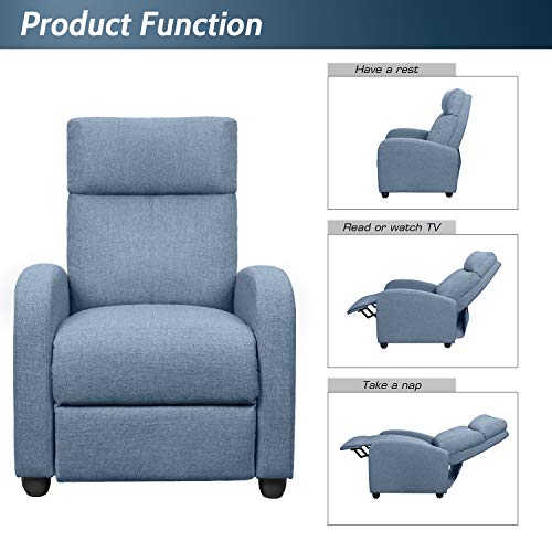 JUMMICO Recliner Chair Adjustable Home Theater Single Fabric Recliner