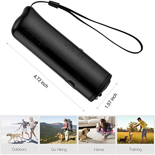 MEIREN Handheld Dog Repellent and Trainer, Anti Barking Device with LED Flashlight, Ultrasonic Dog Trainer Device