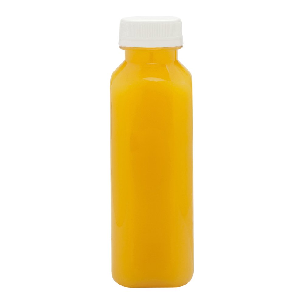 ( 30 pack ) 12-OZ Square Plastic Juice Bottles - Cold Pressed Clear Food Grade PET Bottles with Tamper Evident Safety Cap: Perfect for Juice Shops, Cafés and Catering Events - Disposable and Eco-Friendly – 100-CT