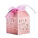 YOZATIA 50pcs Laser Cut Baby Carriage Favor Box Bomboniere Gift Candy Boxes Baby Shower Party Decoration, 2.2 x 2.2 x 2.2 Inches (Pink)