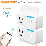 Smart Plug, Tonbux Upgrade Wifi Switch Outlet Mini with Energy Monitoring, Compatible with Alexa Dot & Google Home, No Hub Required, App Control Your Devices Anywhere Anytime (2 Packs)