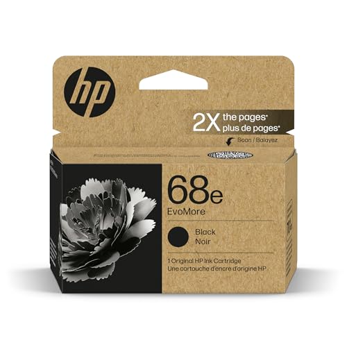HP 68e EvoMore High Yield Black Ink Cartridge | Works Envy 6100e, 6500e Series | Carbon Neutral | 7FP22TN