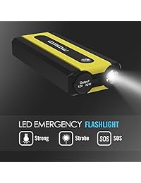 MoKo   Batería externa multifunción para arranque de coche, batería externa portátil de 500 A, pico de 13600 mAh, 12 V, cargador de emergencia automático + 2 puertos USB, brújula, encendedor de cigarrillos, enchufe, linterna LED