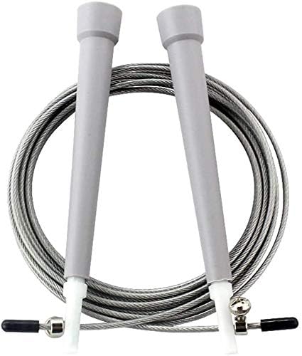 Oshca Skipping Rope for Adults Womens Adjustable Speed Jump Rope for Mens with Light Weight Handle, Rapid Ball Bearings and High Quality Flexible Steel Cable - Fat Burning Workout Exercises (Grey)