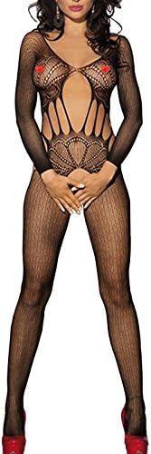 Chomoleza Women Lingerie Fishnet Floral Crotchless Bodystockings Open Crotch Teddy Bodysuits