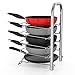 Premium Quality Height Adjustable Pan Pot Organizer Rack by ULFR 5 Tier Chrome Finish Steel Kitchen Cookware Holder Counter Storage Wall Mountable