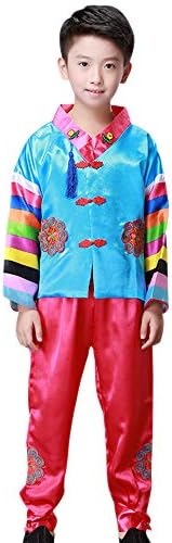 XFentech Korean Boys Hanbok Set - Boys Traditional Classic Colourful Cute Stage Show Long Sleeve Cosplay Costume
