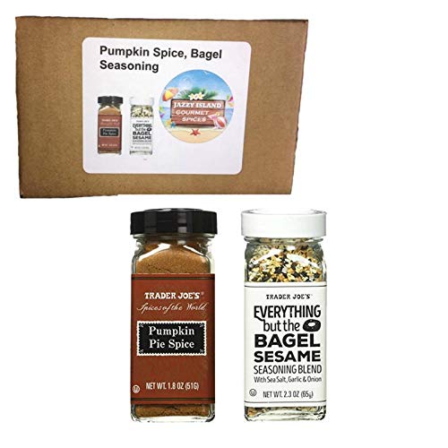 Trader Joe s Pumpkin Pie Spice Seasoning Blend Mix (Spices of the World) 1.8 oz Jar, Trader Joe s Everything but the Bagel Sesame Seasoning Blend 2.3 Oz Bundle of 1 Jar each, Great for Gift Giving or