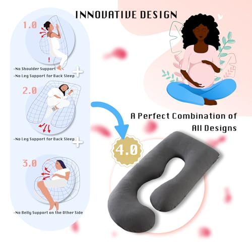 ALLOPERA Pregnancy Pillow, Full Body 57 Inch Maternity Pillow with Removable Washable Cover - Sleep Support for Legs, Back, Neck, Shoulder, HIPS, Belly for Pregnent Women, Velvet Cover (Black)