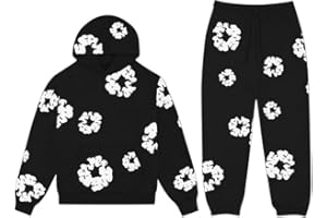 CUUONTRIE Denim Hoodie Cute Graphic Tracksuit 2 PCS Unisex Y2K Preppy Clothes Hoodie Denim Dupes Tears Sweatshirt J/Q