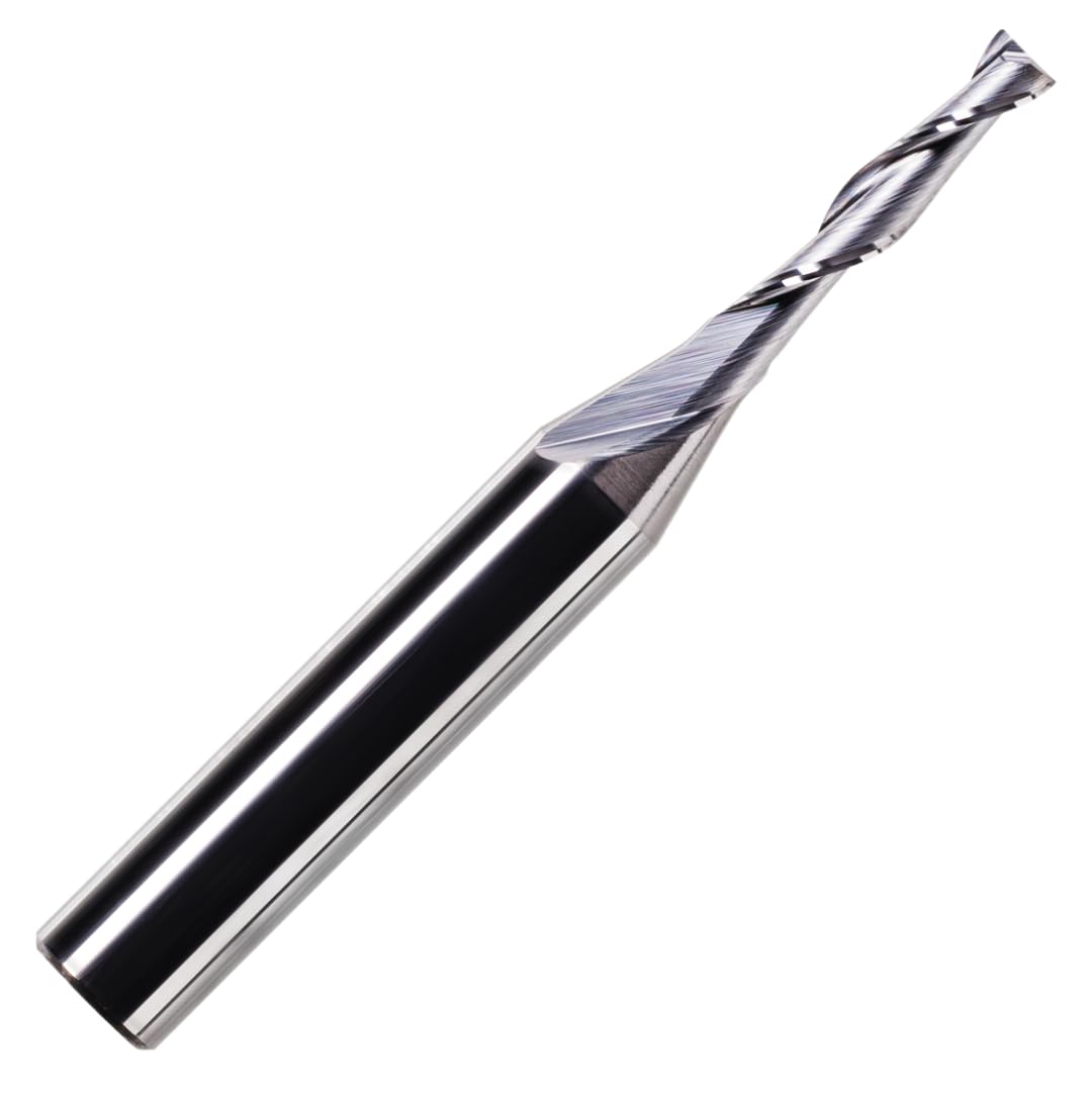 2mm x 17mm Flute x 1/4" Shank Solid Carbide Spiral 2 Flute Up Cut Router Bit for Wood, Hard Wood, PVC & Acrylic (2mm x 17mm Flute) — image 1