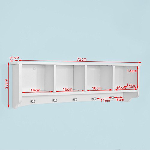 SoBuy Wall Shelves,Wall rack,Wall Cabinets ,Wall-Mounted Cabinets ,Storage Racks, Hanging Entryway Shelf,Storage Shelf ,and Coat Rack Wall Shelf with Hooks (FRG48-L-W)