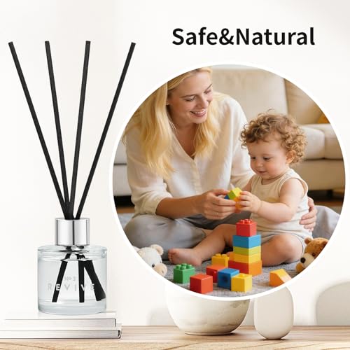 3 Pack Reed Diffuser Set,50ML Lavender Jasmine Lemongrass Aromatherapy Essential Oil Diffuser with 12 Black Fiber Sticks,Air Freshener Sticks Diffuser for Bathroom– Long Lasting Scent Diffuser Sticks