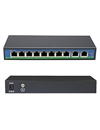 anvision 9-Port 250 m extender Ethernet Switch con 8 puertos PoE + 1 enlace ascendente, 10 100Mbps IEEE 802.3 af at 120 W