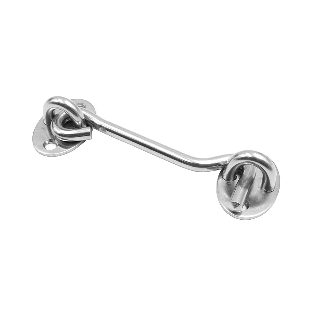 Shiwaki Windproof hook, Window hook, 4 inches Solid Thicken Barn Door Latch, Best for Sliding Door, Bathroom, Window (Silver)
