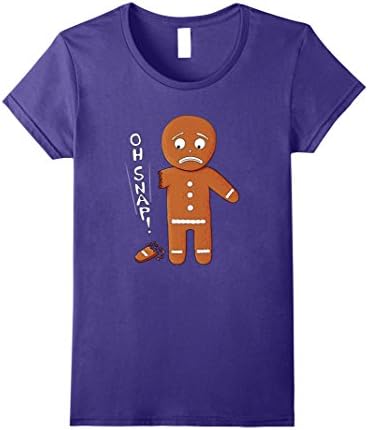 Womens Funny Gingerbread Oh Snap Shirt Christmas Pun Jokes T-Shirt Large Purple