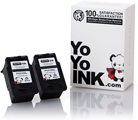 YoYoInk Remanufactured Ink Cartridges Replacement for Canon PG210XL 210 XL, 2 Pack (2 Black) - With Ink Level Display Indicator