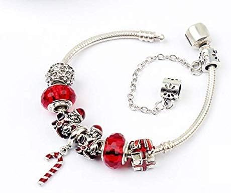 MingXinJia Vogue Women's Bracelets Santa Claus Magic Wand Anti-Radiation Glass Alloy Dripping Oil for Women and Girl