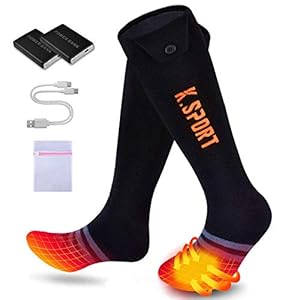 KirinSport Verwarmde sokken, geüpgraded, oplaadbaar, 5000 mAh batterij, voor heren en dames, verwarmde sokken voor koud…
