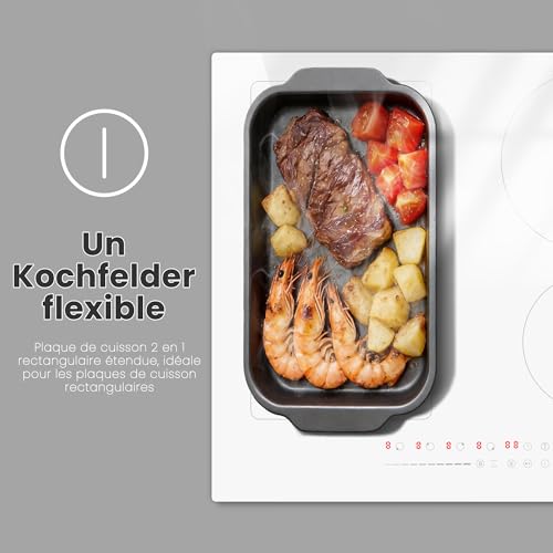 Karinear 4-Burner Induction Hob, Built-in Induction Hob, 60 cm with Socket, Flexible Zone, Boost, Pause, Safety Lock, 220 V, 16 A Socket