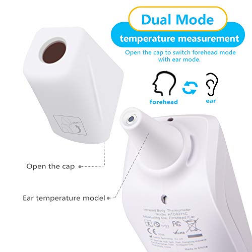 Digital Infrared Ear Forehead Thermometer No Touch for Adult Kids Baby Non Contact Thermometer Temperature Gun for Humans with Fever Alarm & 3 Colors Backlight