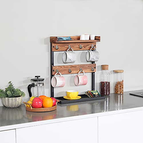 Xcosrack Countertop Coffee Mug Holder Rack 2 Tier Wall Mount Coffee