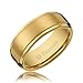 8MM Men's Titanium Gold-Plated Ring Wedding Band with Flat Brushed Top and Polished Finish Edges