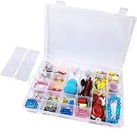 Lasten 36 Grids Clear Plastic Compartment Jewelry Organizer Storage Box with Adjustable Dividers