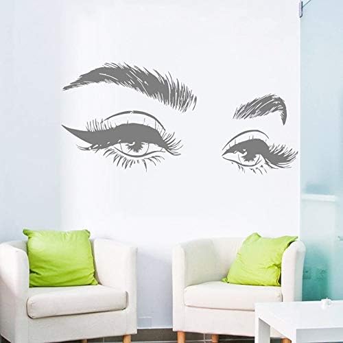 ZMYZ Wall Sticker Eyelashes Eye Wall Sticker Decal Vinyl Girls Eyes Eyebrows Wall Decals Modern Home Decor Art Salon 56X28Cm